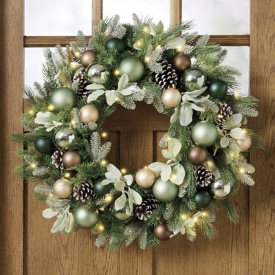Fireside Holiday Cordless Wreath | Grandin Road | Grandin Road