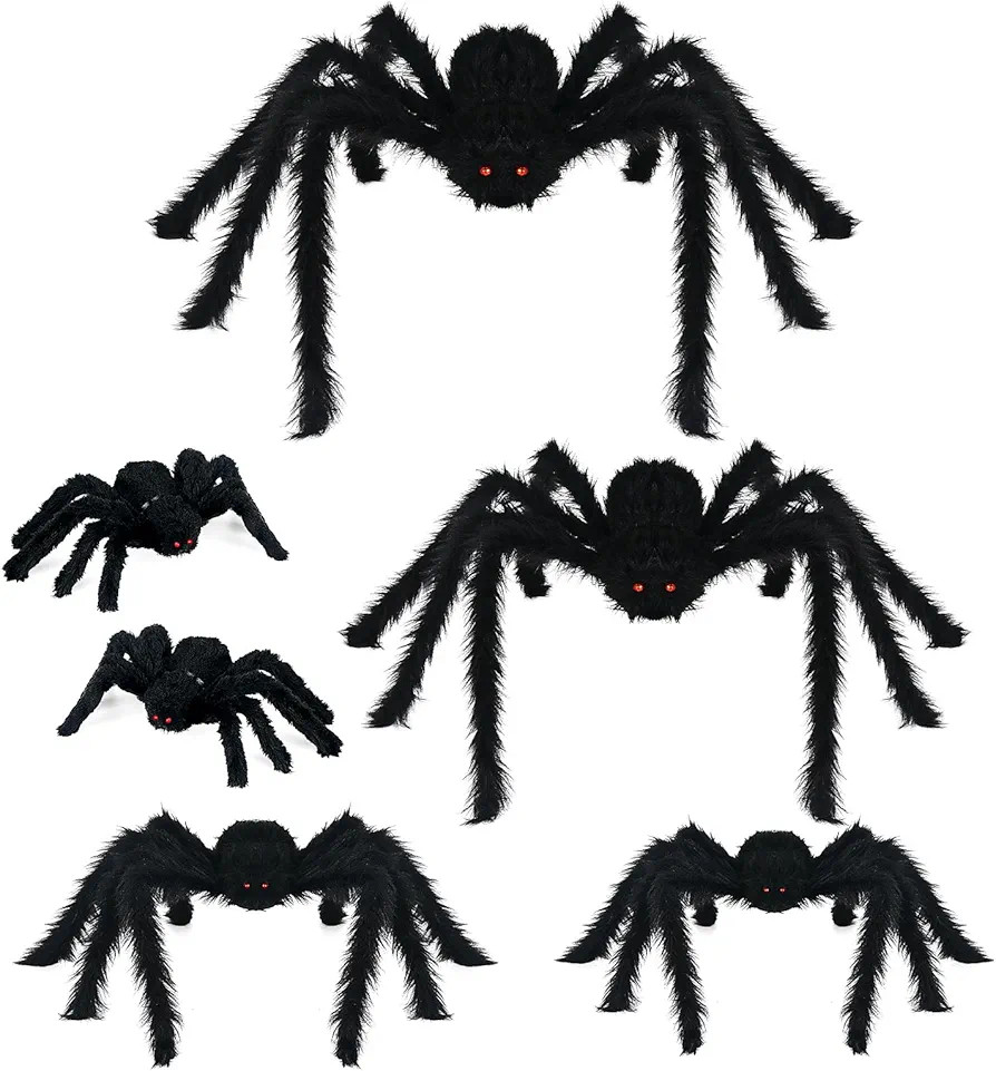 Nirohee Halloween Decorations Outdoor, 6 Pack Giant Spider Halloween Party Decor Large Halloween ... | Amazon (US)