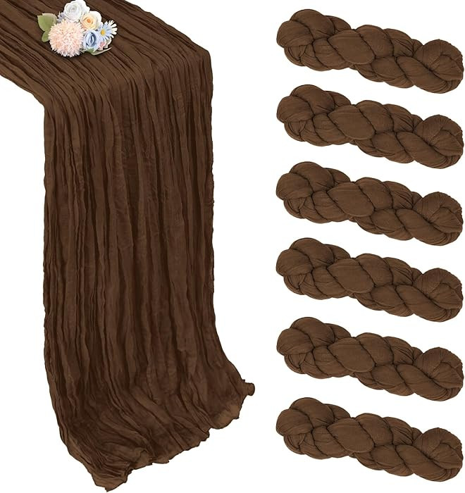 6 Pack Brown Cheesecloth Table Runner 10ft Boho Gauze Fabric Cheese Cloth Table Runner 35 x 120 I... | Amazon (US)