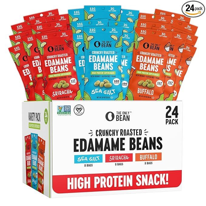 The Only Bean Crunchy Roasted Edamame - Healthy Snacks for Adults and Kids (Variety Pack) Low Cal... | Amazon (US)