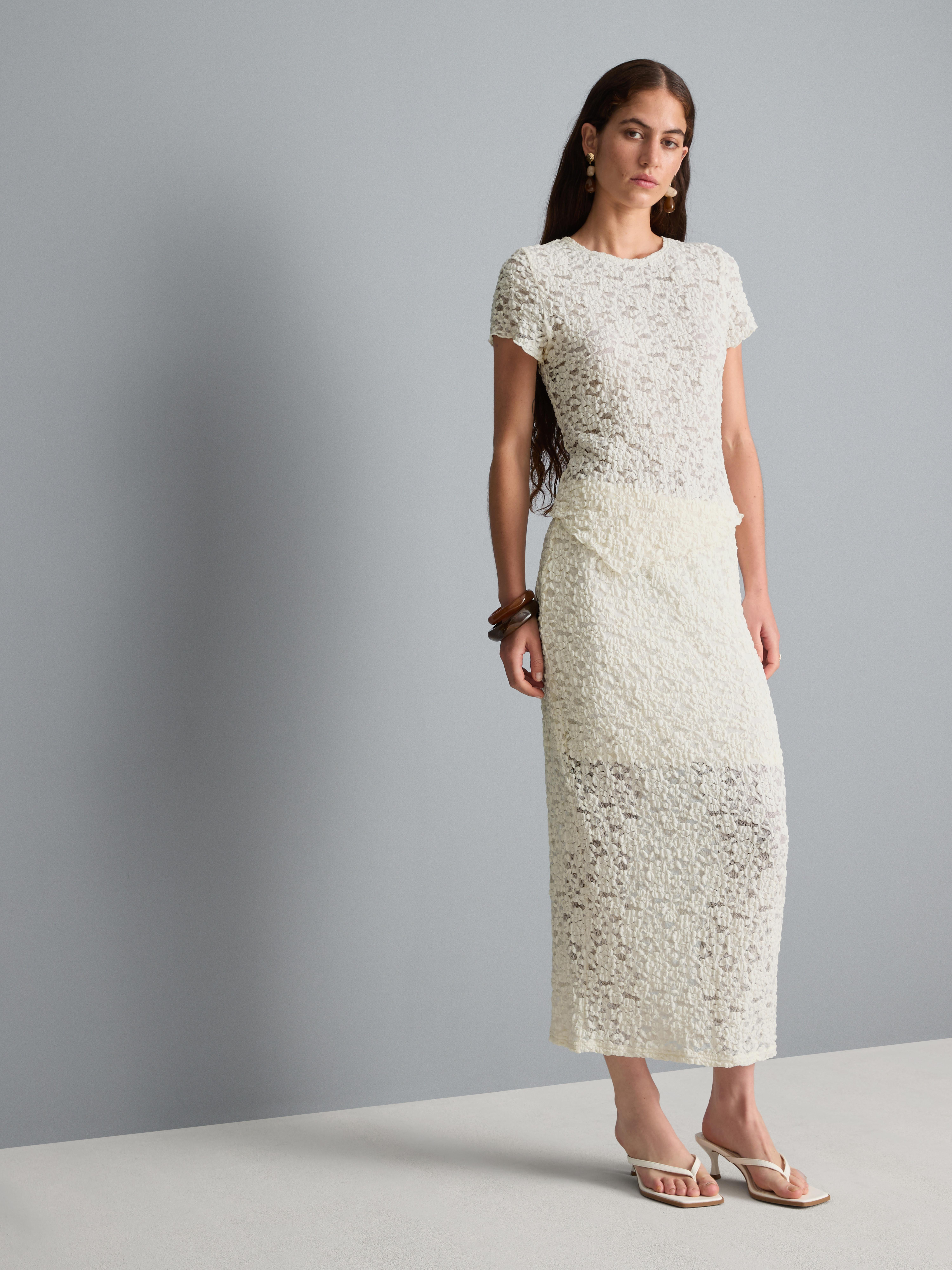 Cotton Blend Asymmetric Textured Lace Top | Primark UK