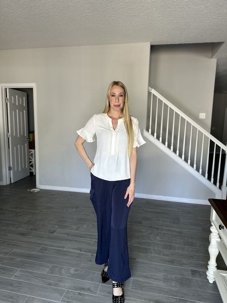 What did I wear to work? 
These awesome professional cargo pants and my new spring blouse 
These pants are so comfortable 
Wearing size small in both

#LTKworkwear #LTKfindsunder50 #LTKstyletip