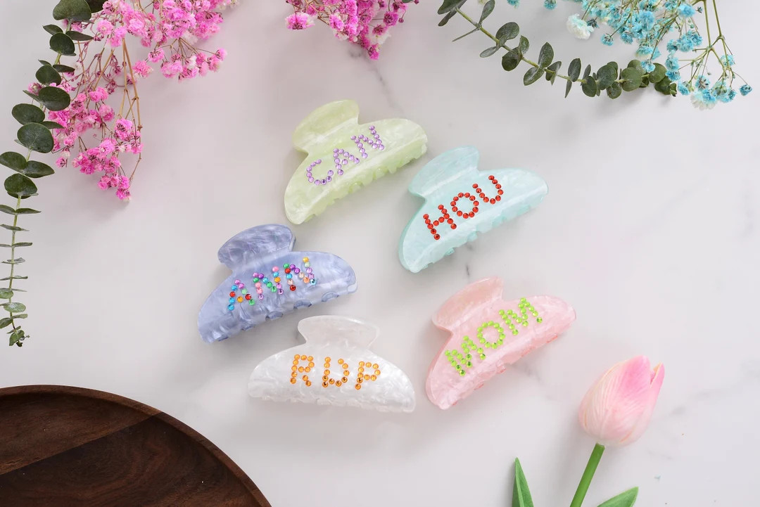 Nom personnalisé Griffe de cheveux, accessoires pour cheveux Bling, pinces à cheveux, pince à ... | Etsy (FR)