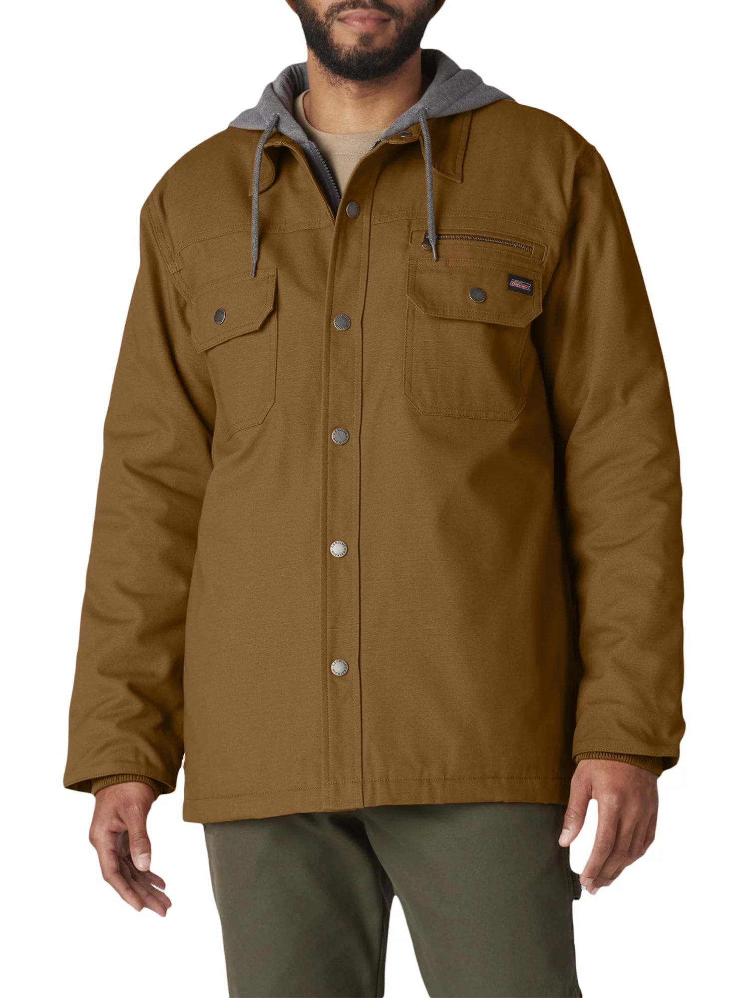 Genuine Dickies Men's Canvas Hooded Heavyweight Workwear Shirt Jacket - Walmart.com | Walmart (US)