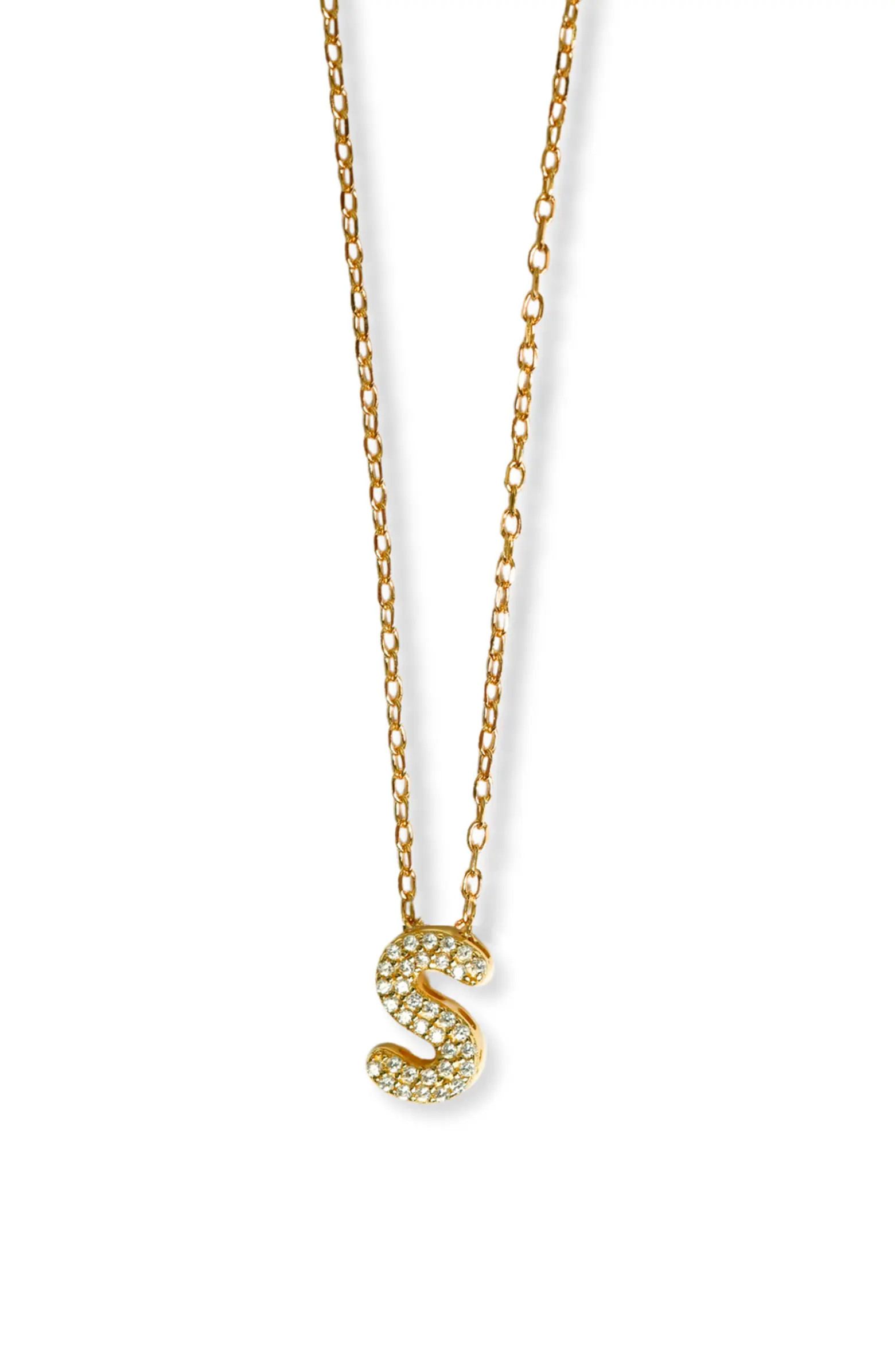 Cubic Zirconia Bubble Inital Pendant Necklace | Nordstrom