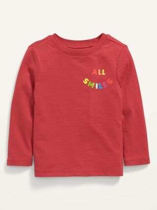 Unisex &#x22;All Smiles&#x22; Long-Sleeve Graphic T-Shirt for Toddler | Old Navy (US)