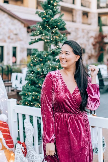 Velvet holiday dress, holiday party outfit, velvet dress, chic winter coat, affordable holiday party outfit

#LTKunder50 #LTKunder100 #LTKHoliday
