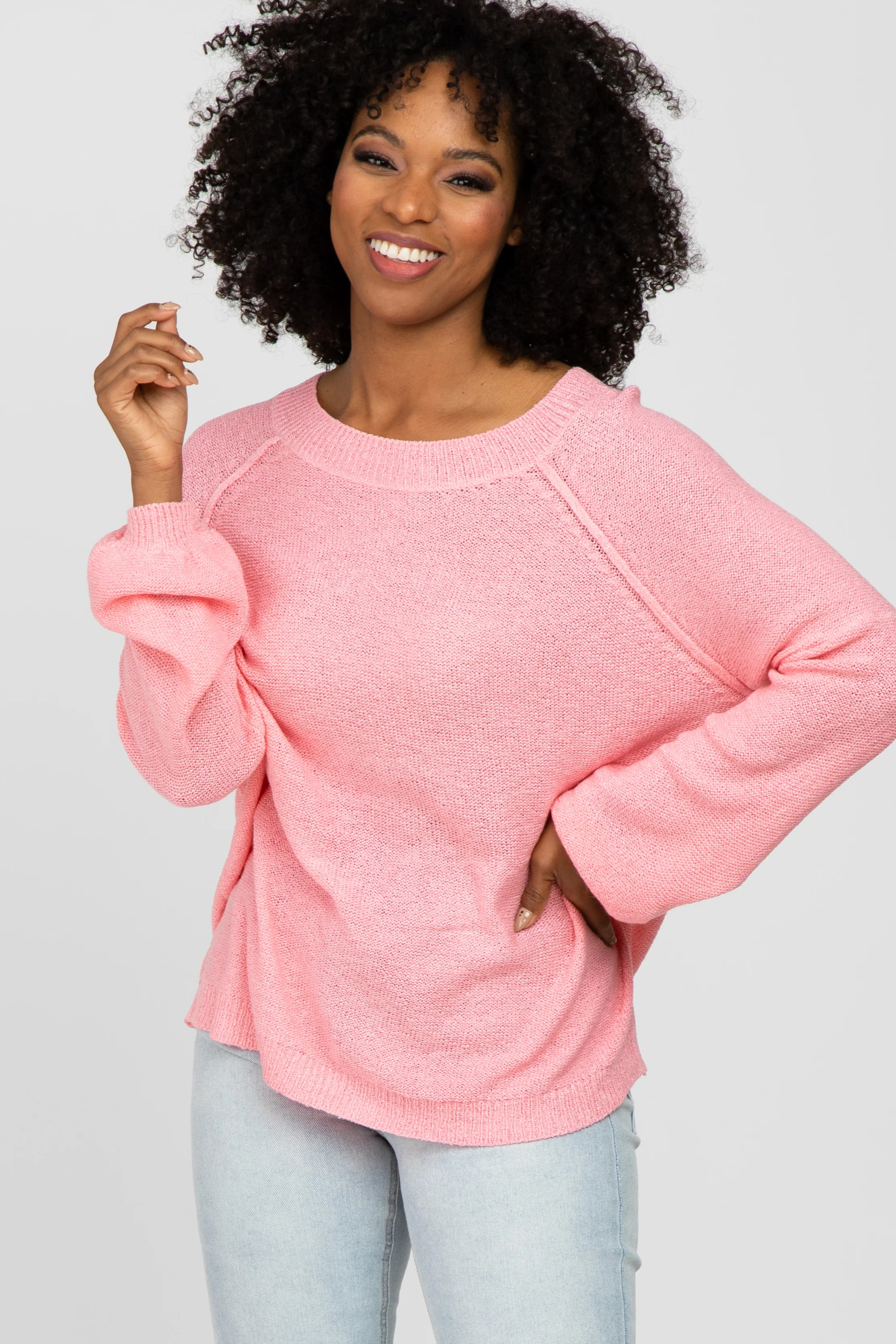 Pink Knit Lightweight Sweater | PinkBlush Maternity