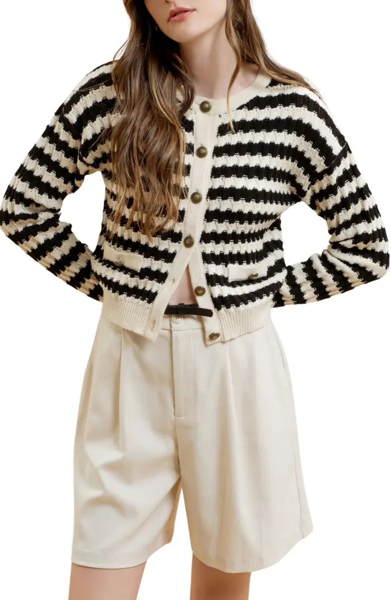 Blu Pepper Stripe Textured Cardigan Sweater | Nordstromrack | Nordstrom Rack