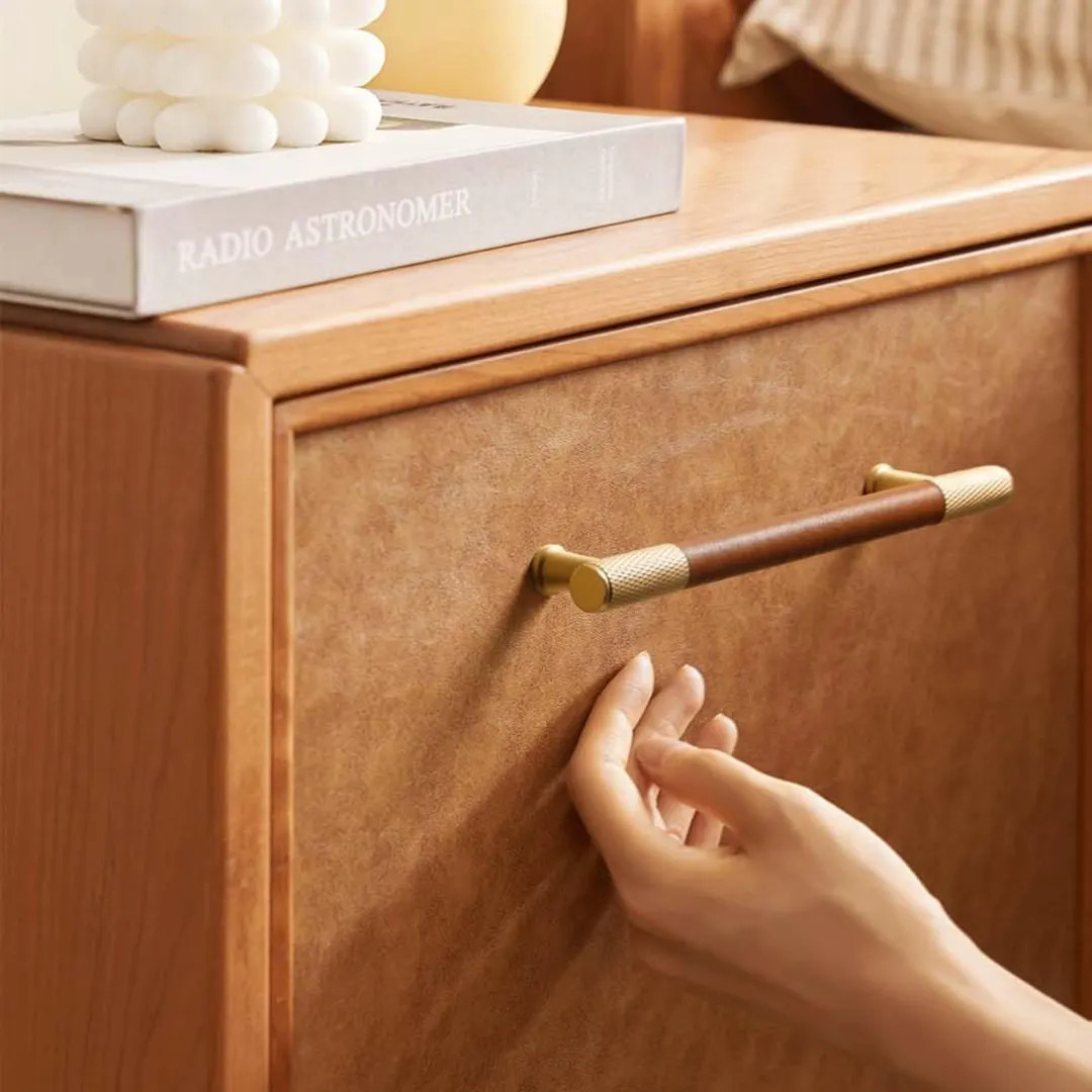 Brass & Brown Leather Cabinet Pull: Artisan Furniture Hardware | Etsy (US)