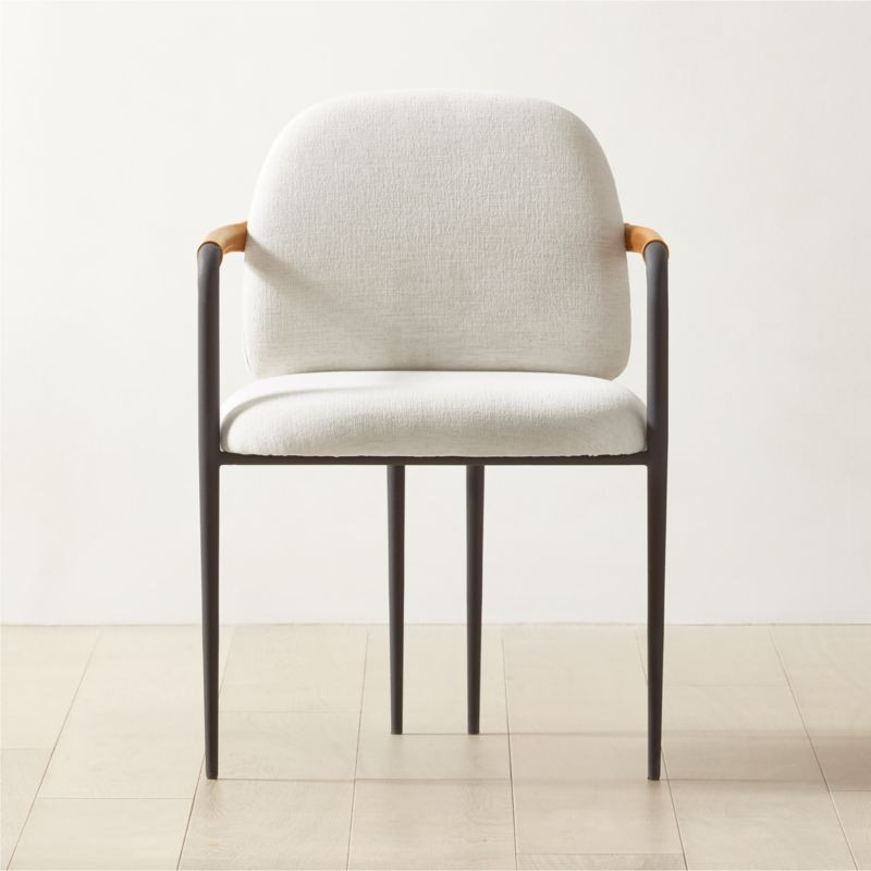 Avont Upholstered Metal Dining Armchair + Reviews | CB2 | CB2