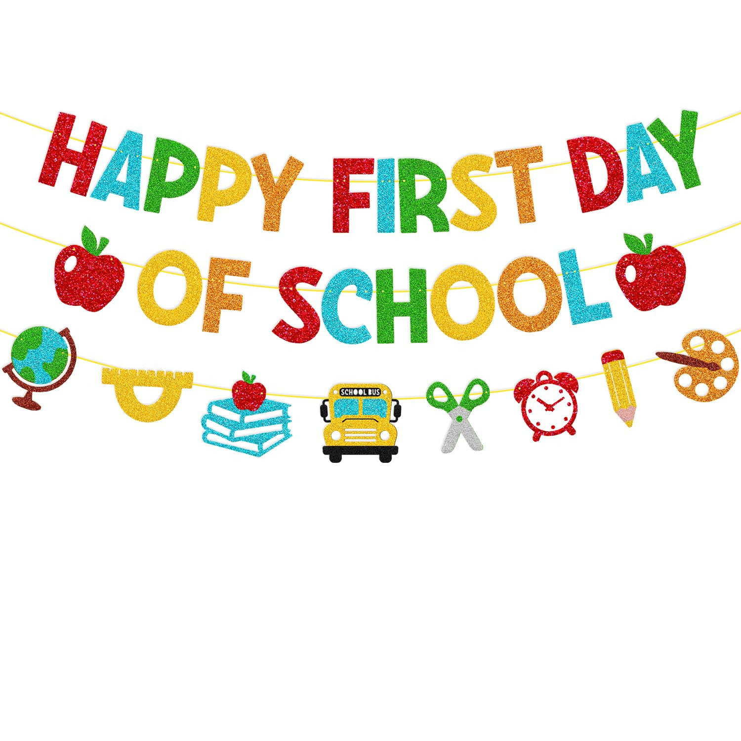 Happy First Day of School Banner Welcome Back to School Party Decorations for Children Kids Celeb... | Amazon (US)