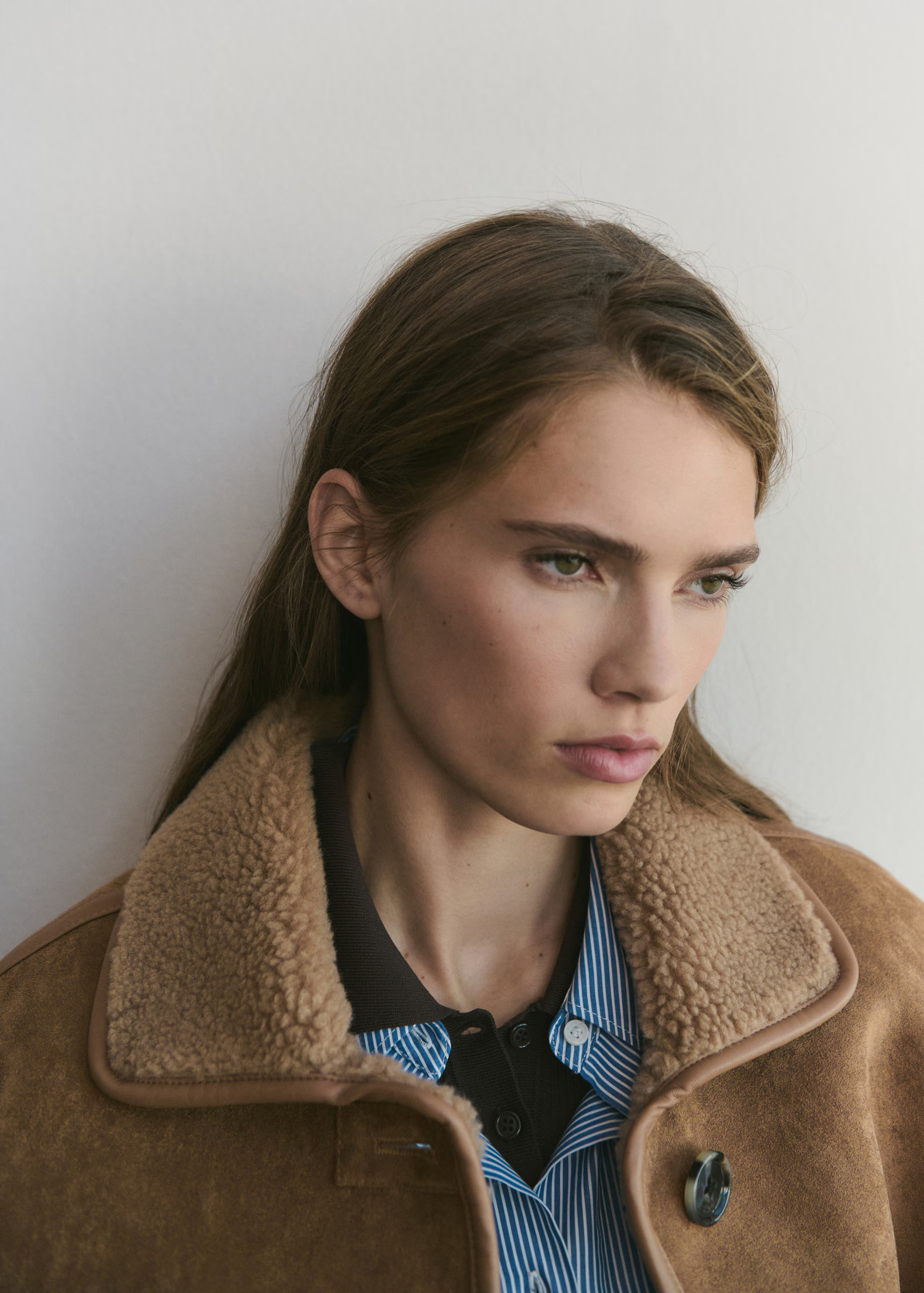 Faux-shearling leather-effect coat | MANGO (UK)