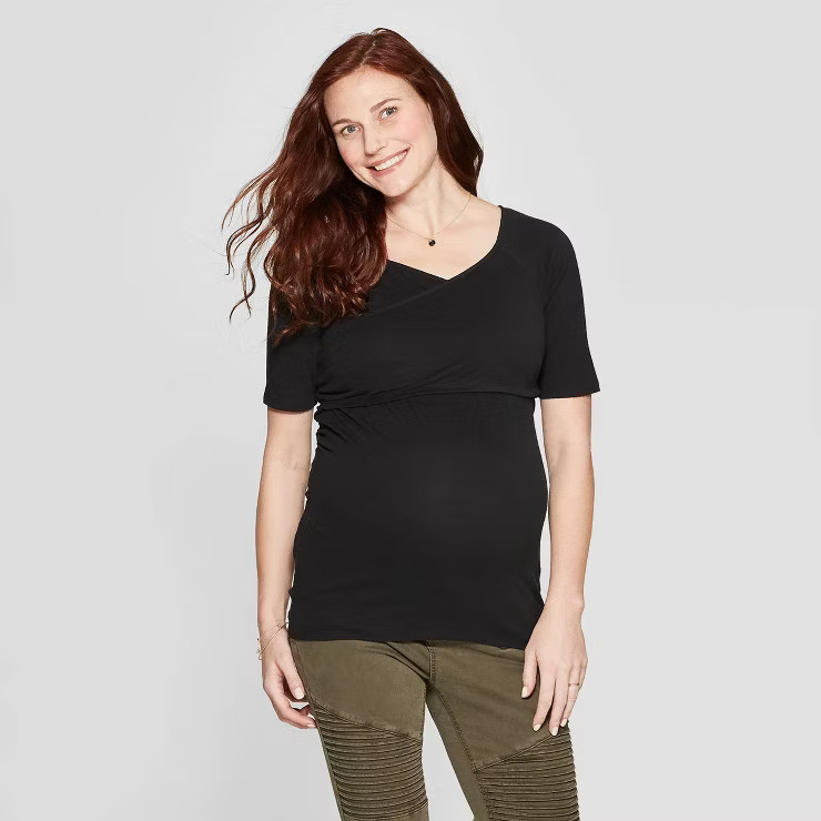 Short Sleeve Crossover Nursing Maternity T-Shirt - Isabel Maternity by Ingrid & Isabel™ | Target