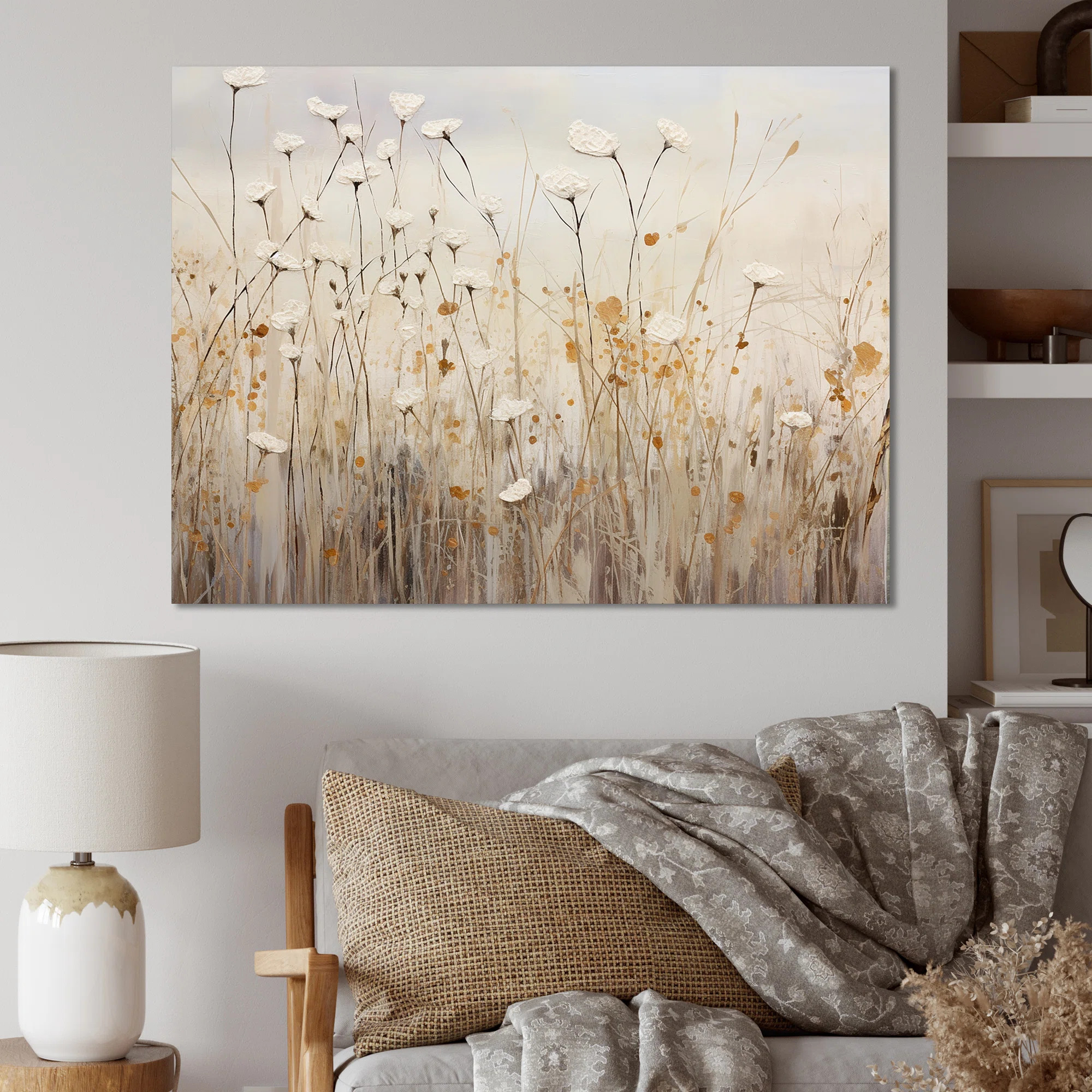 beige Wildflowers Floral Fantasy - Beige Wildflowers Wall Art | Wayfair North America