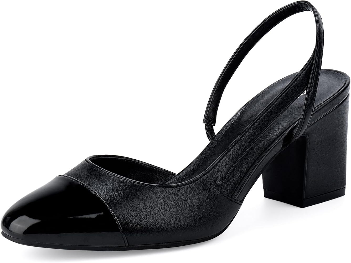 JENN ARDOR Slingback Heels for Women, Classic Low Block Heel Pumps Square Closed Toe Dress Pumps ... | Amazon (US)
