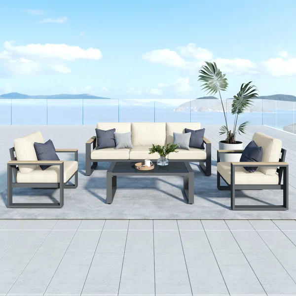 Brandtley Aluminum 5-Person Outdoor Sofa Seating Group With Cushions | Wayfair North America