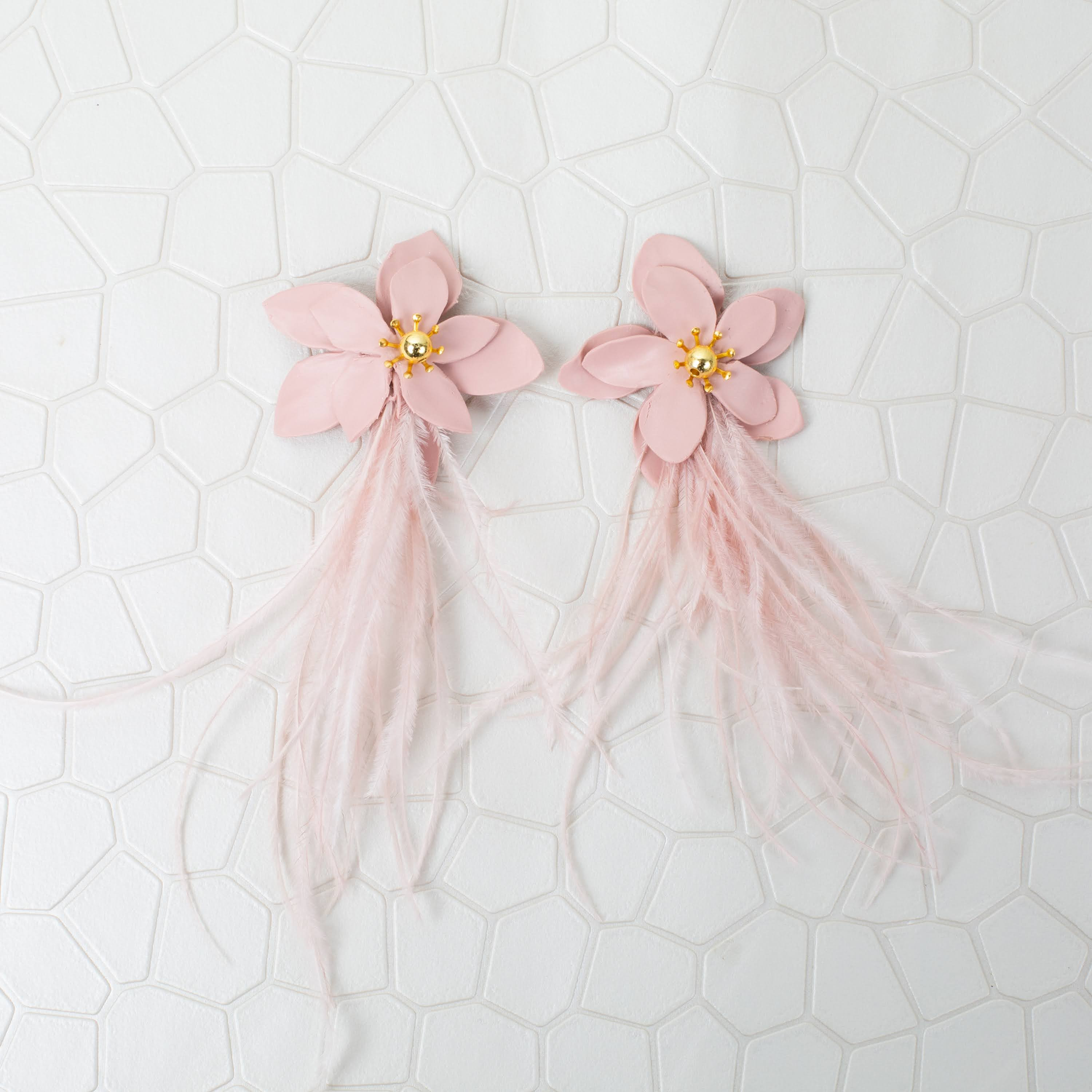 Gardiner Floral Feather Earrings - Bold Statement Style | Forlanya | Forlanya