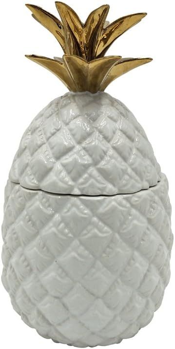 Comfy Hour Farmhouse Collection 9" Pineapple Candy, Cookie Storage Jar With Lid, High Gloss White... | Amazon (US)