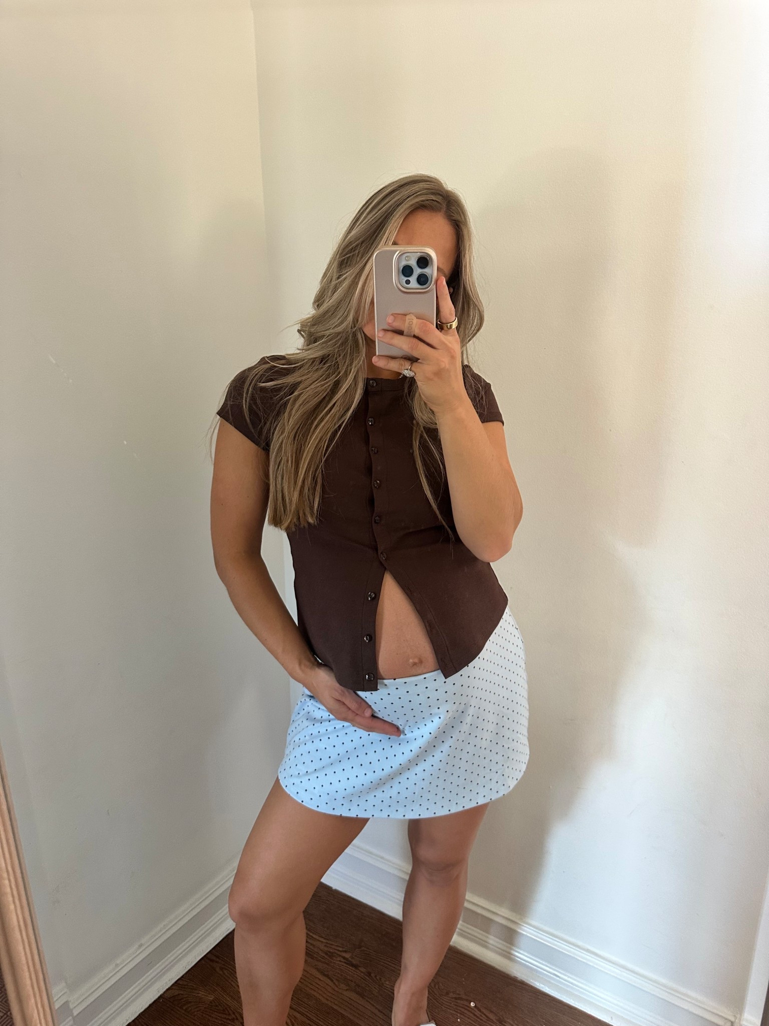 Headed out to a soccer game and lunch!!! Casual cute and comfy ootd today 27 weeks pregnant!! Wearing a medium in both the skort and top!! 

#LTKootd #LTKBump #LTKmomlife