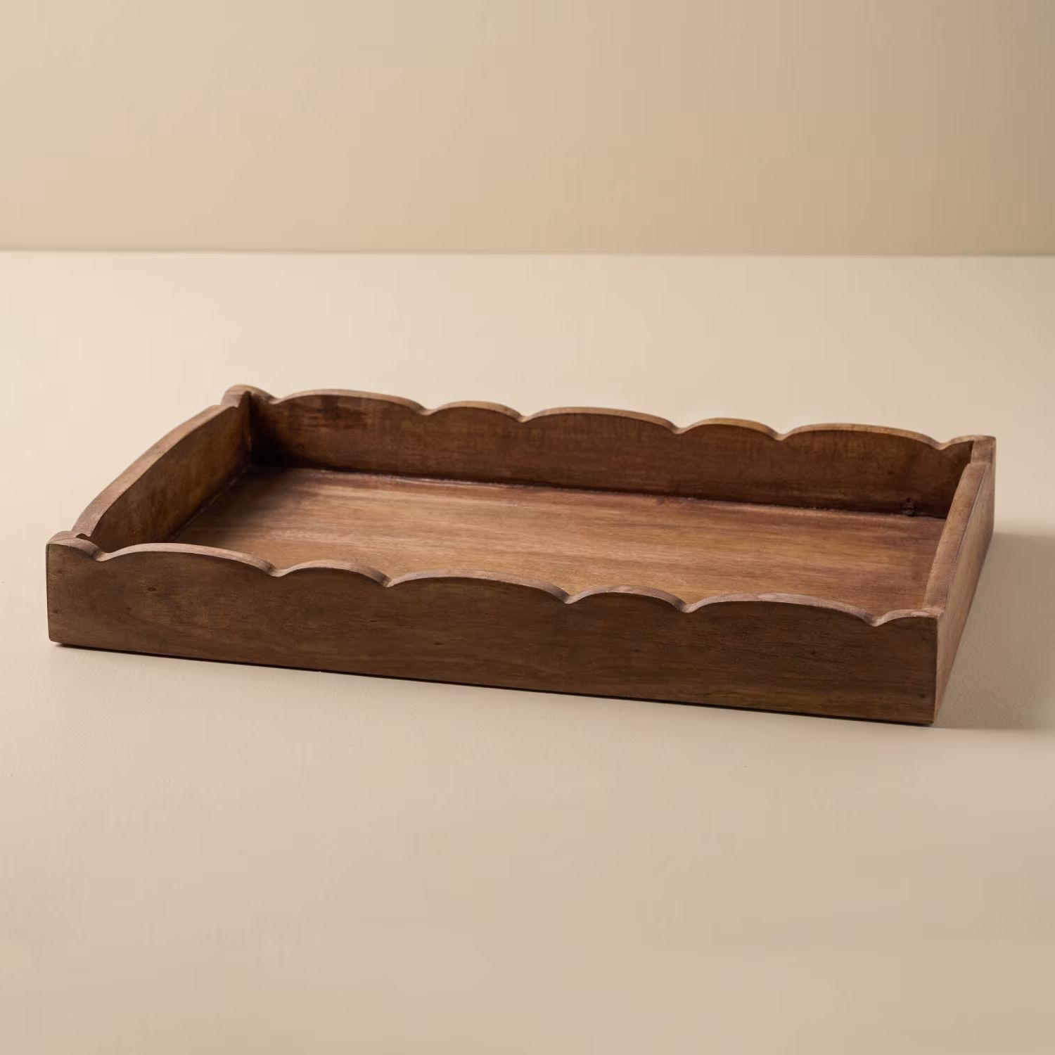 Scalloped Antiqued Wood Tray | Magnolia