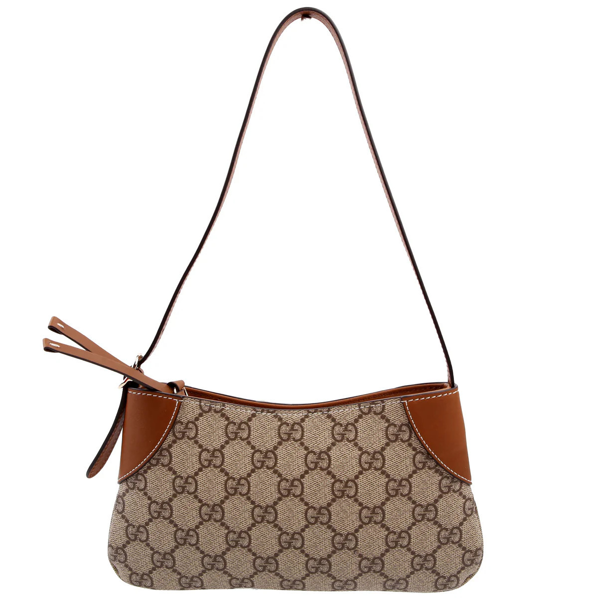 820696 GG Emblem Shoulder Bag Small Brown | Keeks Designer Handbags