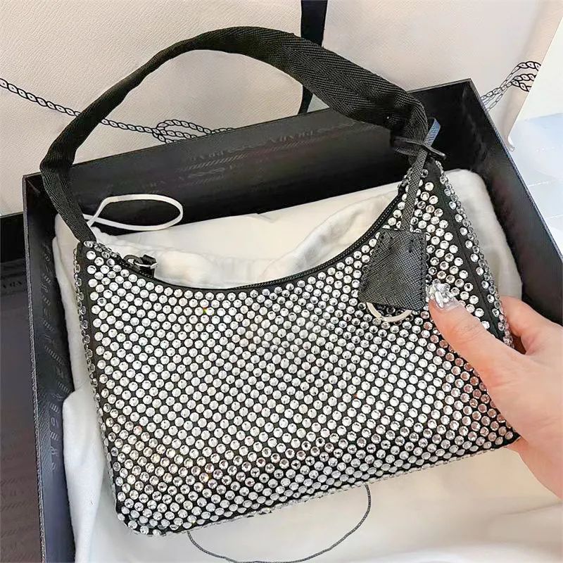 Luxury Designer Hobo rhinestone crystal diamond underarm bag womens shiny handbag purse shoulder ... | DHGate