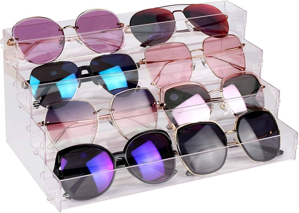 BVANQ 4 Tier Sunglasses Organizer Acrylic Sunglass Holder Nail Polish Organizer Countertop Stand ... | Amazon (US)