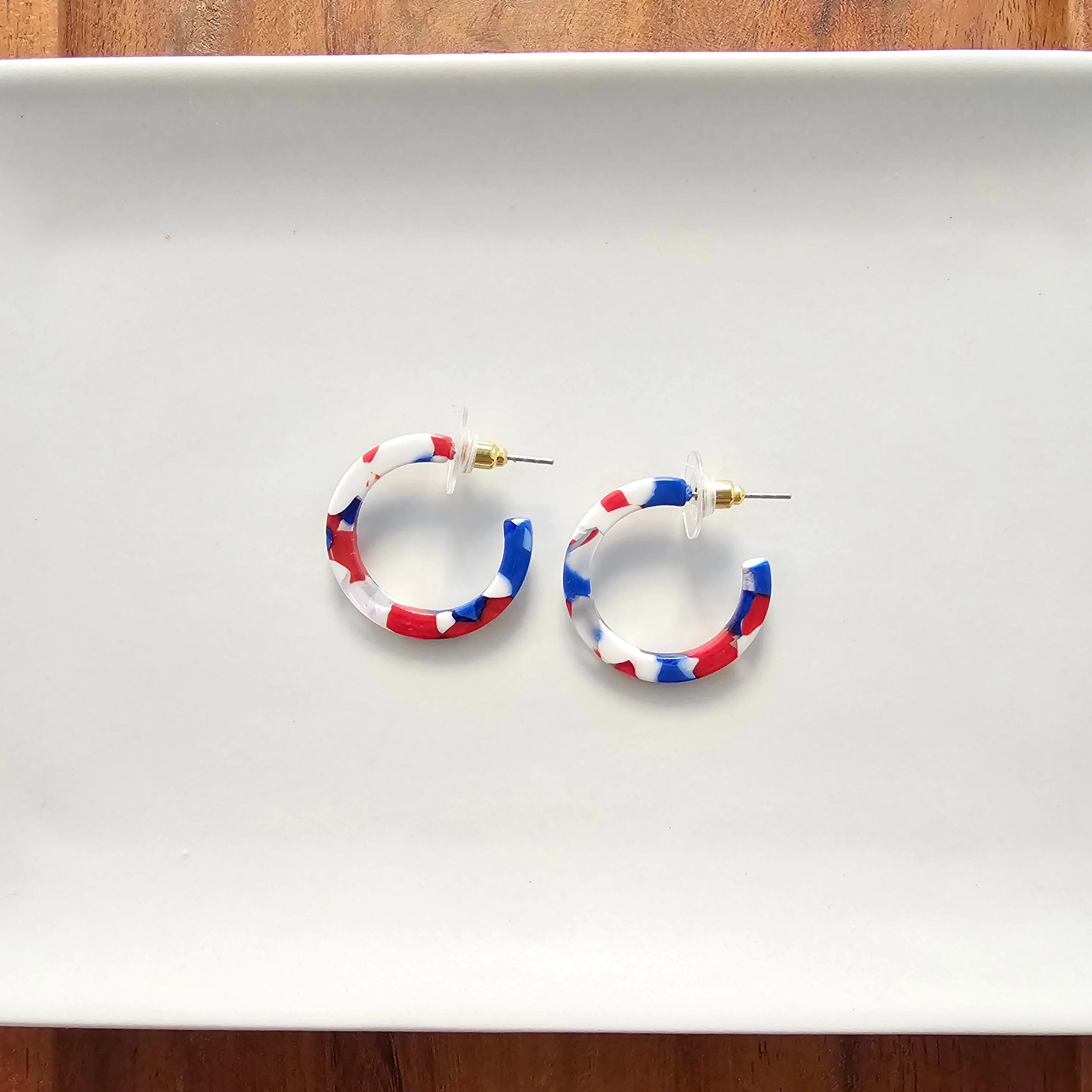 Cam Mini Hoops - Red, White &amp; Blue | Spiffy & Splendid