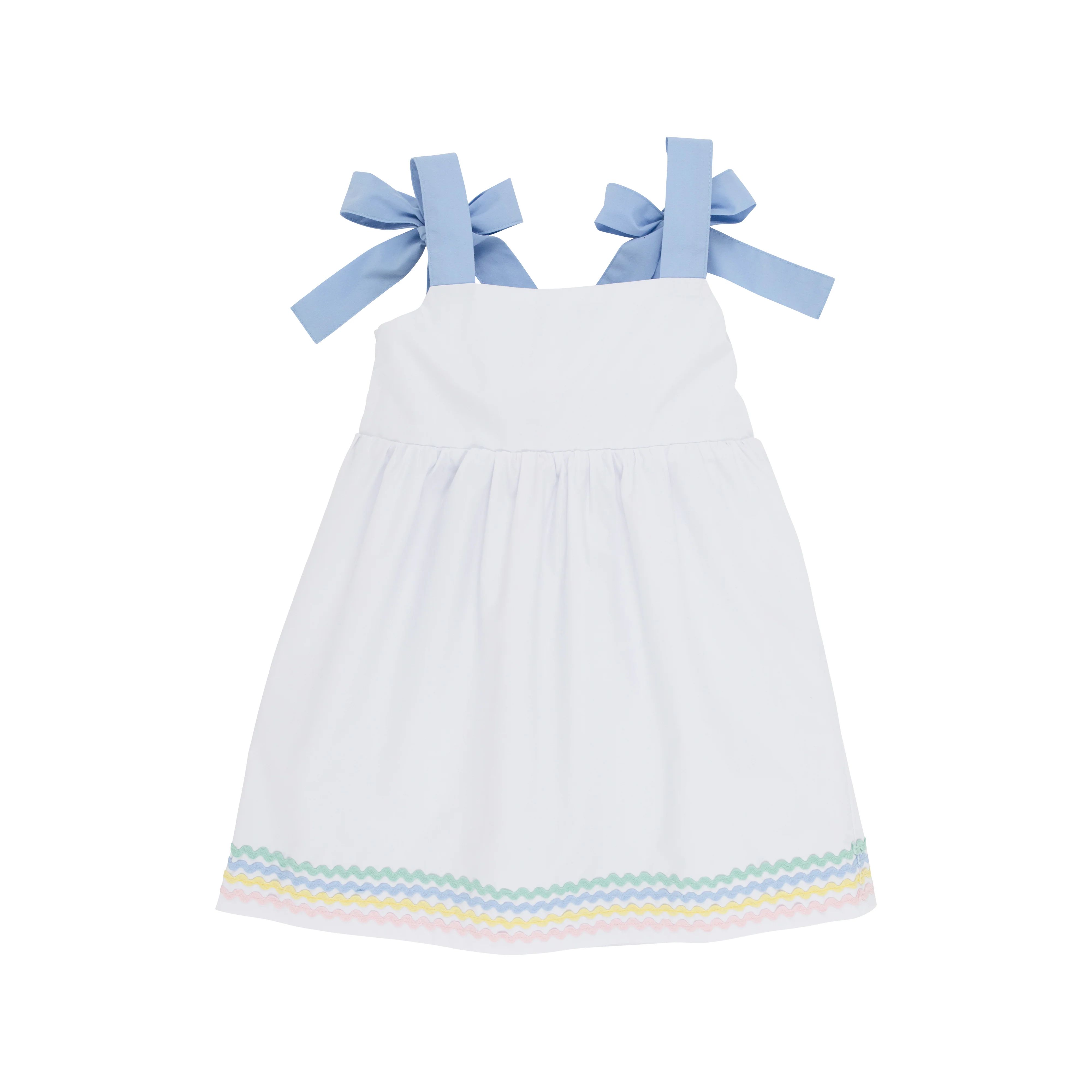 Macie Mini Dress - Worth Avenue White with Multicolor Ric Rac | The Beaufort Bonnet Company