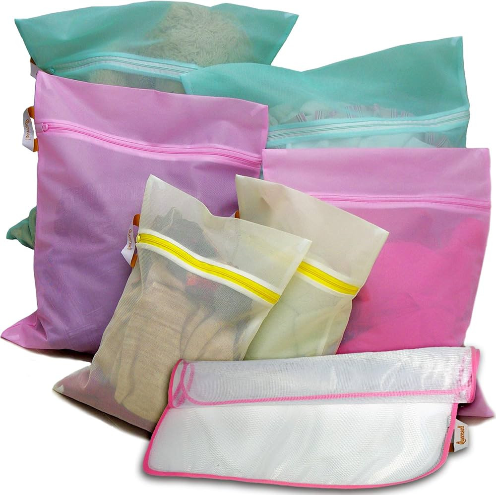 7Pcs Mesh Laundry Bags for Delicates with Premium Zipper for Washing Machine, Travel Storage Orga... | Amazon (US)
