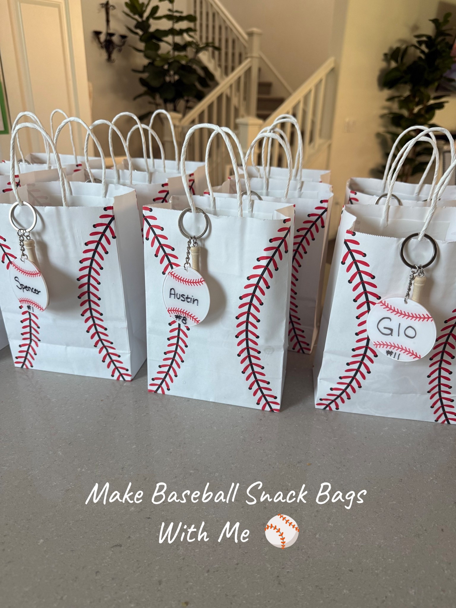 Make baseball snack bags with me ⚾️ I’m loving my baseball mom era! I love putting together these little snack bags for the boys teams! I added the little customized baseball keychains to each bag, which can be hung on their baseball bags as a zipper pull afterward. 

Target, Amazon, baseball snack bags, T-ball snack bags, team mom, kids snack ideas, team sports, kids sports, snack bags for kids, kids goodie bags 

#LTKmomlife #LTKKids #LTKSeasonal