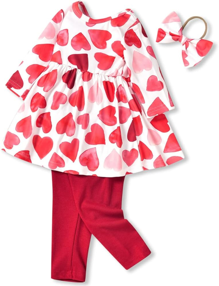 Aalizzwell Toddler Girls Floral Tunic Outfit for Fall Winter | Amazon (US)