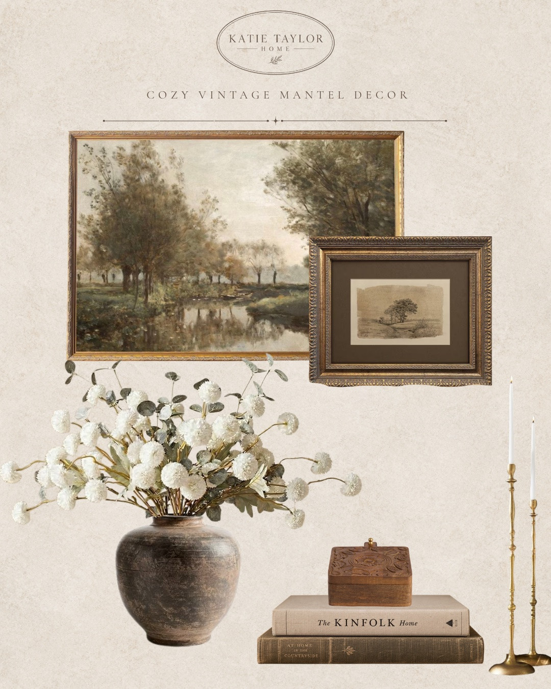 A little vintage, a little cozy, and just enough layered in to make a mantel feel collected. 🤎

I pulled together artwork, aged pottery, brass, books and a few smaller details that add warmth without filling every inch.

Swipe to see how I’d style everything together → Exact pieces are linked below to shop!

#LTKHome