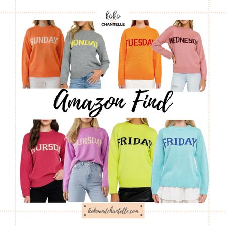 How cute are these days of the week sweaters for $70!!! Make sure you choose the size Amazon suggests as these seem to maybe run a little small. English Factory week motif sweaters

#LTKfindsunder100 #LTKstyletip #LTKSeasonal