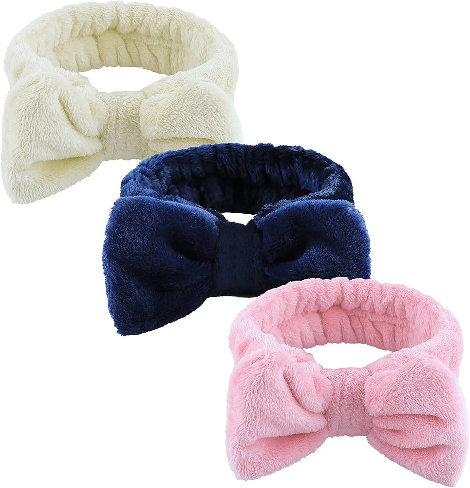 WSYUB 3Pcs Spa Headband, Makeup Headband for Washing Face, Bow Headbands for Women, Fluffy Skinca... | Amazon (US)