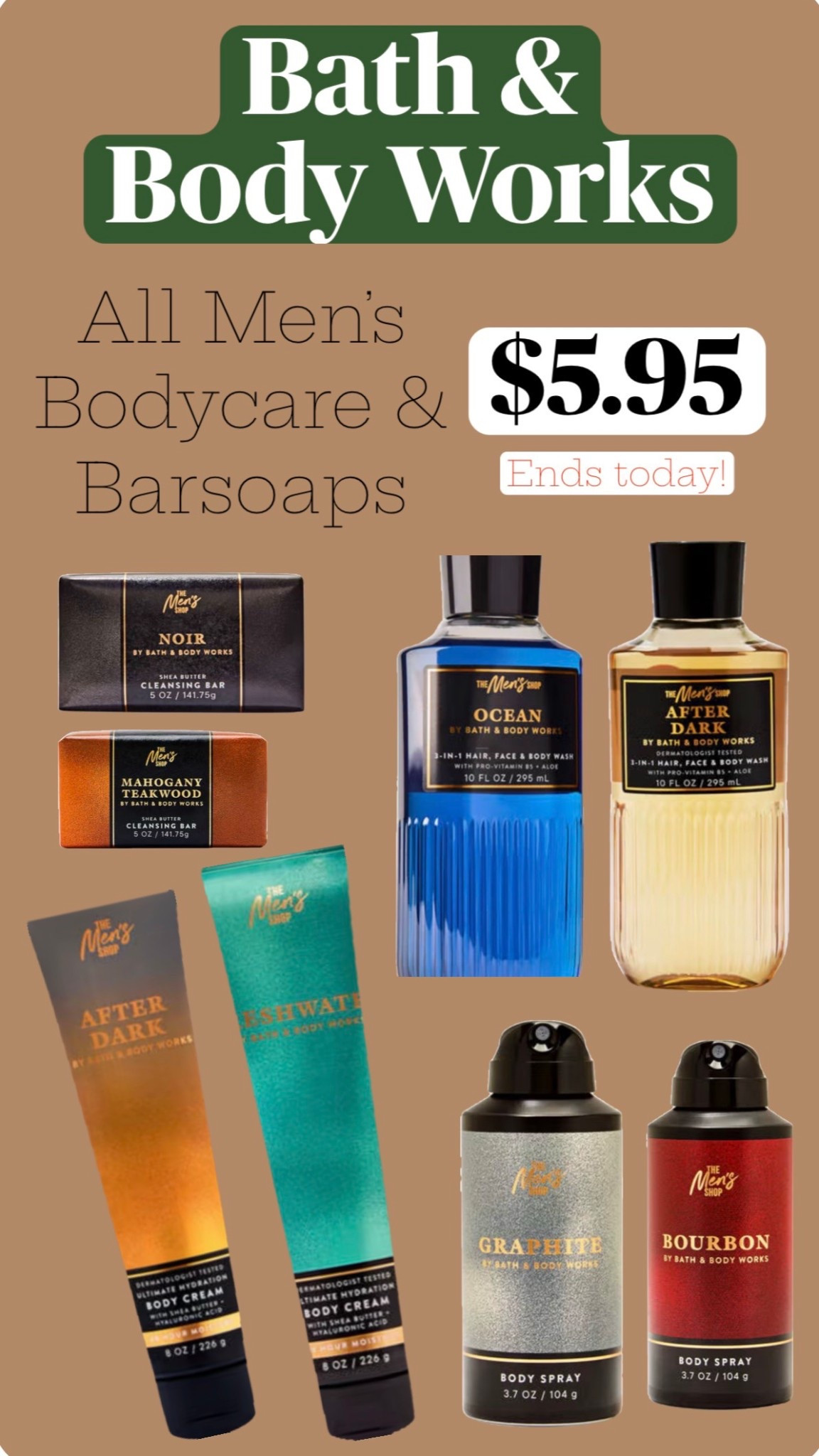 ENDS TODAY!! Grab your man or yourself some extras while they’re this low 🙏🏼 Ship it home or pickup in your local BBW store 💕


#LTKMens #LTKSpringSale #LTKSaleAlert