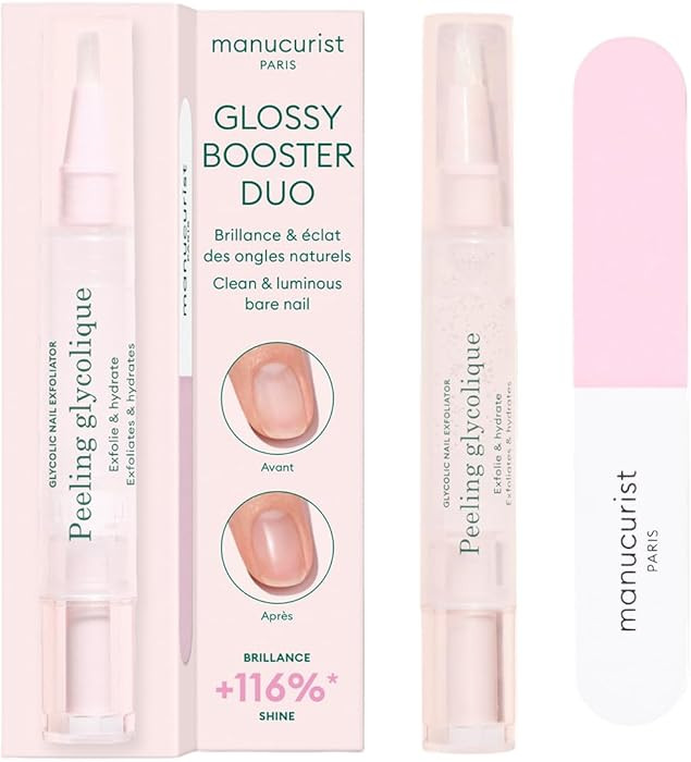 Manucurist Glossy Booster Duo – Nail Care Kit with Glycolic Exfoliating Peel & Nail Buffer Bloc... | Amazon (US)