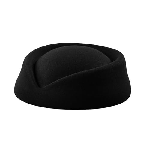 ZARSIO Stewardess Hat Felt Air Hostesses Pillbox Hat Teardrop Fascinator Base Sweet Design (Black) | Amazon (US)