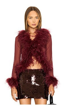 Bubish Gigi Feather Blouse in Cherry from Revolve.com | Revolve Clothing (Global)