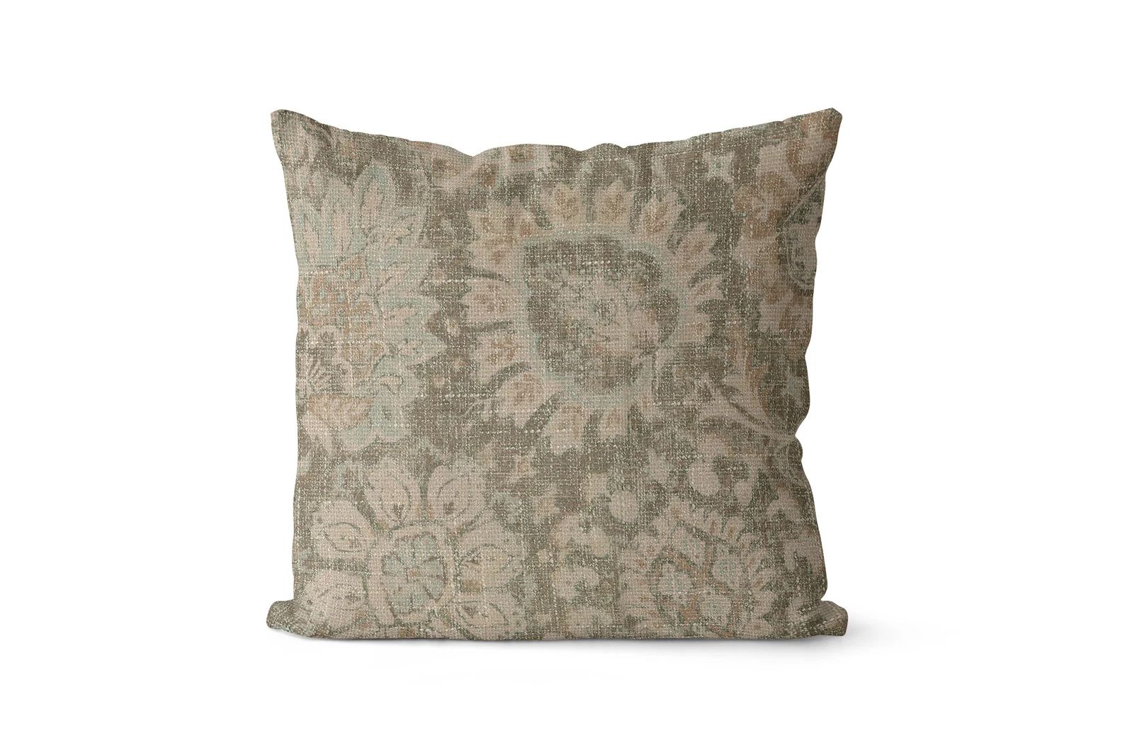 Beige and Grey Vintage Floral Accent Pillow Cover // Greige | Etsy | Etsy (US)