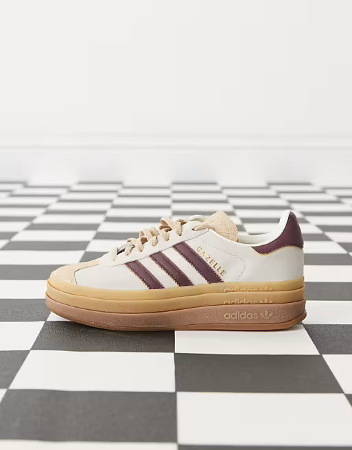 adidas Originals – Gazelle Bold – Sneaker in Cremeweiß und Burgunderrot | ASOS | ASOS (Global)