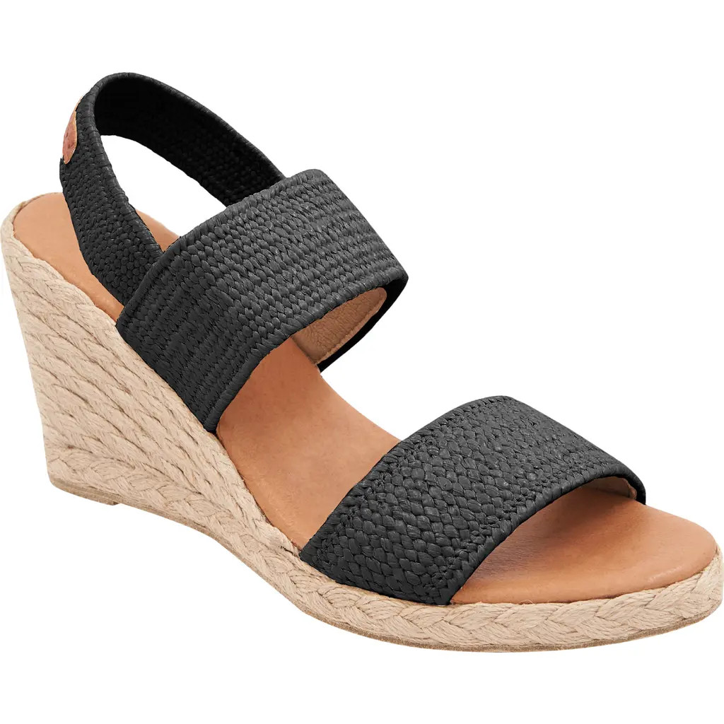André Assous Allison Espadrille Wedge Sandal in Black at Nordstrom, Size 5 | Nordstrom