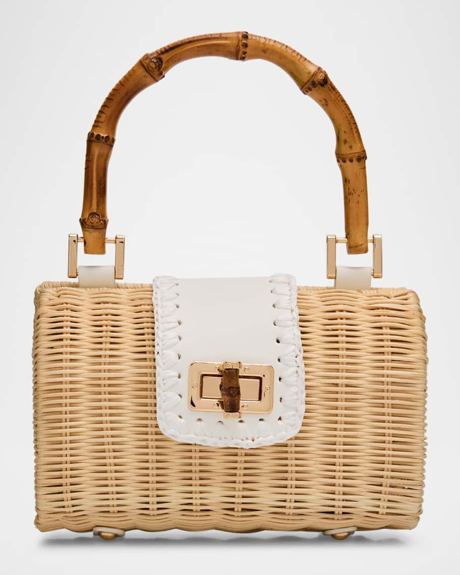 BTB Los Angeles Brandi Woven Rattan Top-Handle Bag | Neiman Marcus