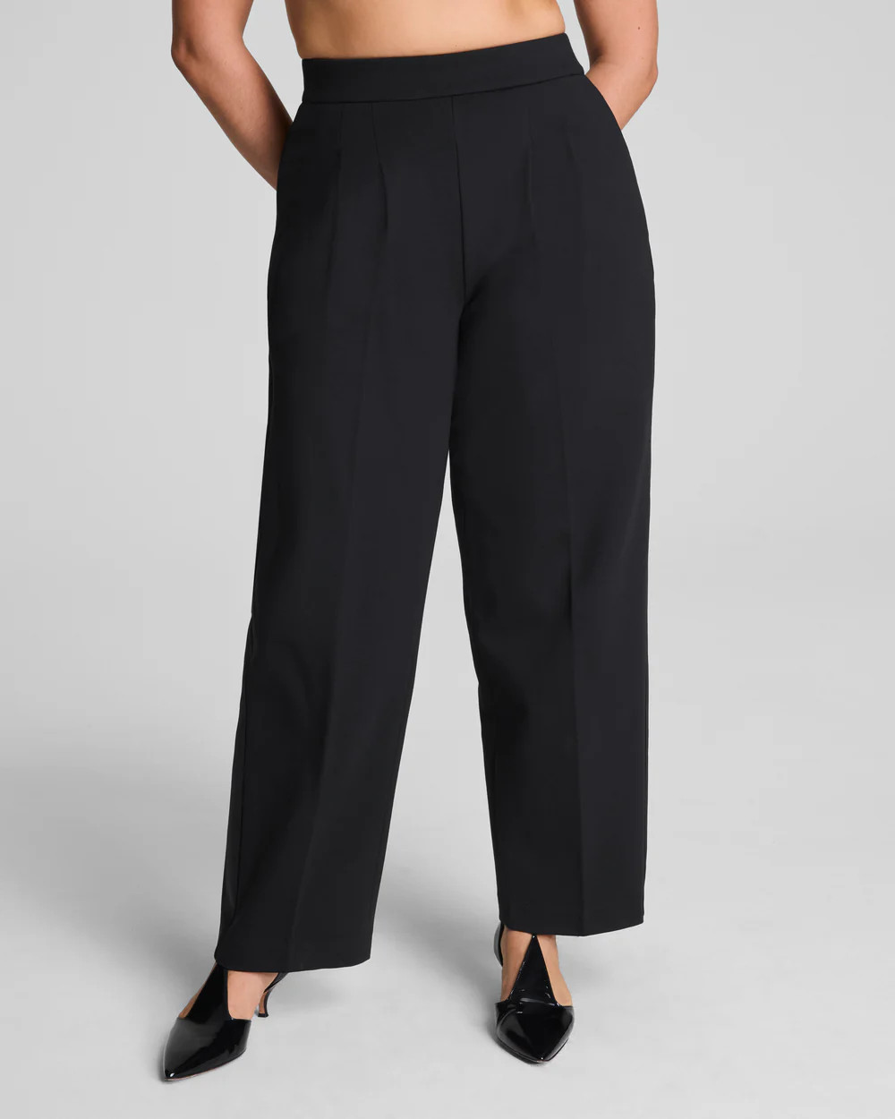 Barrel Leg Pants | Pleated Ponte Trousers with Stripe | SPANX | Spanx