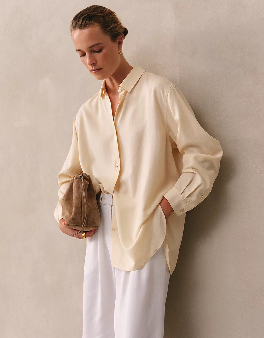 Casual Boyfriend Shirt With Linen | The White Company UK & ROW