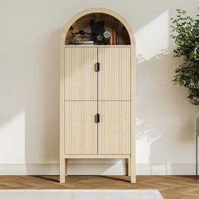 71" Tall Arched Fluted Storage Cabinet, Modern Arched Pantry Cabinet with 4 Tier Shelves | Wayfair North America