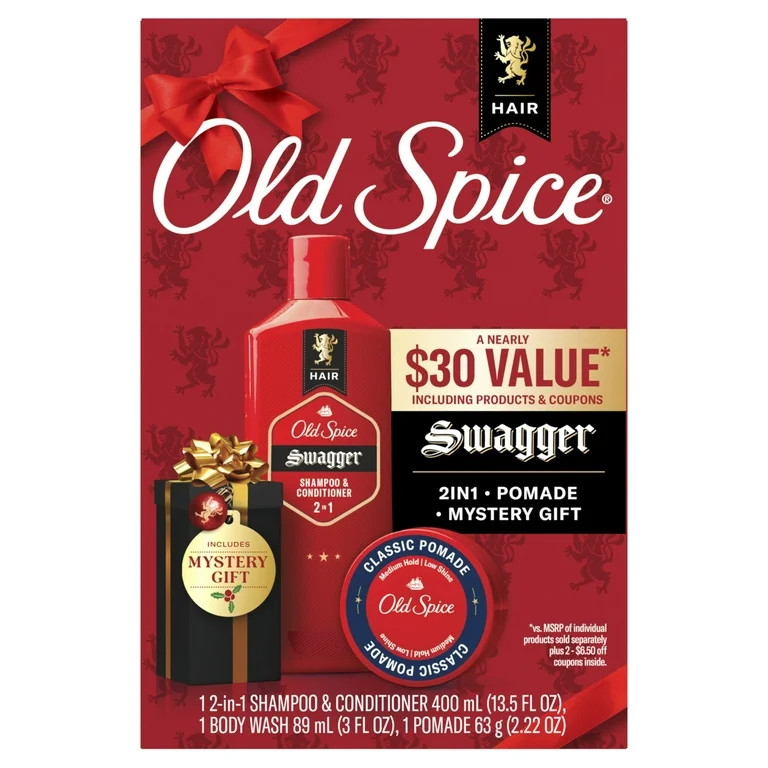 Old Spice Holiday Pack with Swagger 2in1 Shampoo and Conditioner, Pomade Styler, and Body Wash Tr... | Walmart (US)