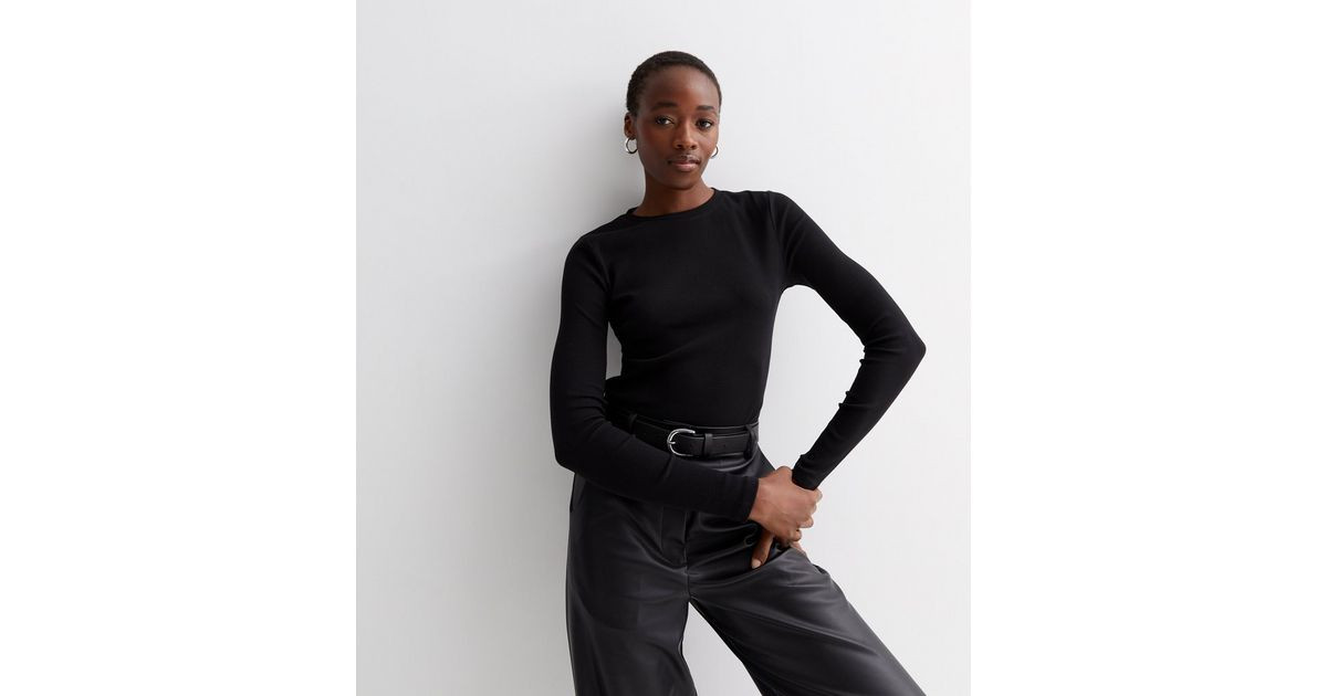 Tall Black Ribbed Crew Neck Long Sleeve Bodysuit
						
						Add to Saved Items
						Remove fro... | New Look (UK)