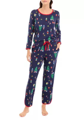 PAJAMARAMA Women's Nutcracker Pajama Set, Navy Blue, Medium | Belk